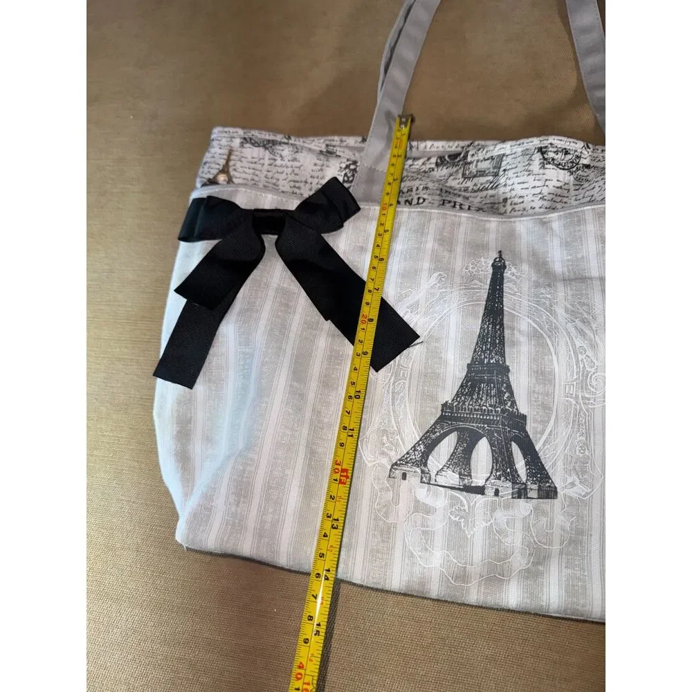 Black, White and Gray Paris cloth bag, large